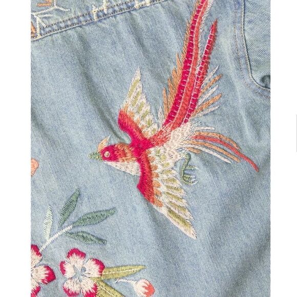 NWT JOHNNY Was Cherri Floral Denim Overshirt New with tag SIZE US XL​​ - Picture 7 of 9